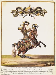 Der Herzog von Enghien als König der Indianer beim Karussell für Ludwig XIV. (1638-1715) vor den Tuilerien, 5. Juni 1662